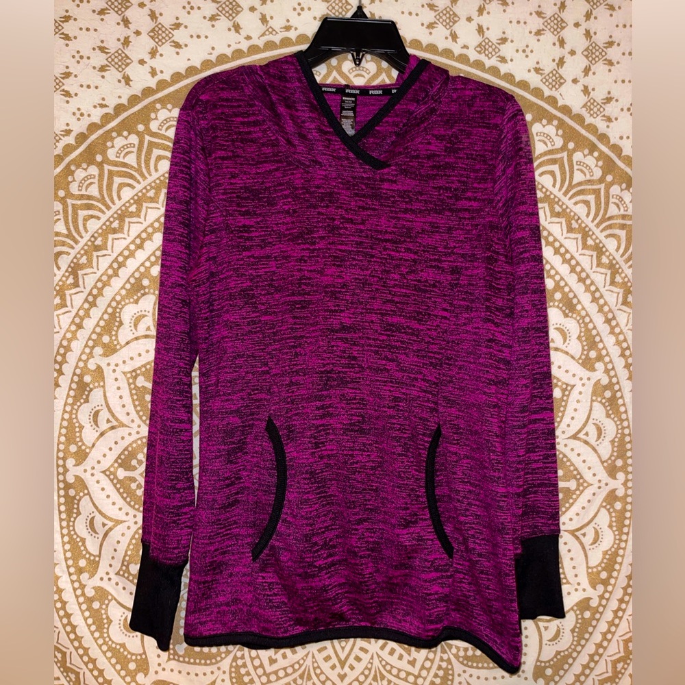LADIES “RBX ACTIVE” PINK AND BLACK HOODIE WITH FRONT POCKETS, LADIES MEDIUM